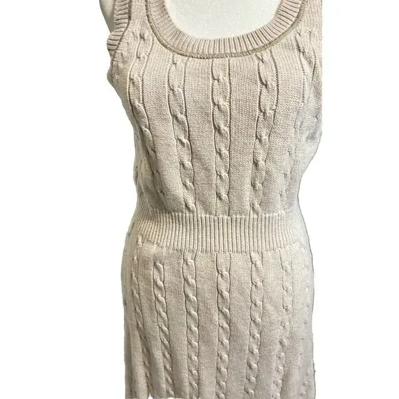 Athleta Womans Medium Cable Knit Sweater Dress Classic Retro Casual Academia - Picture 3 of 10